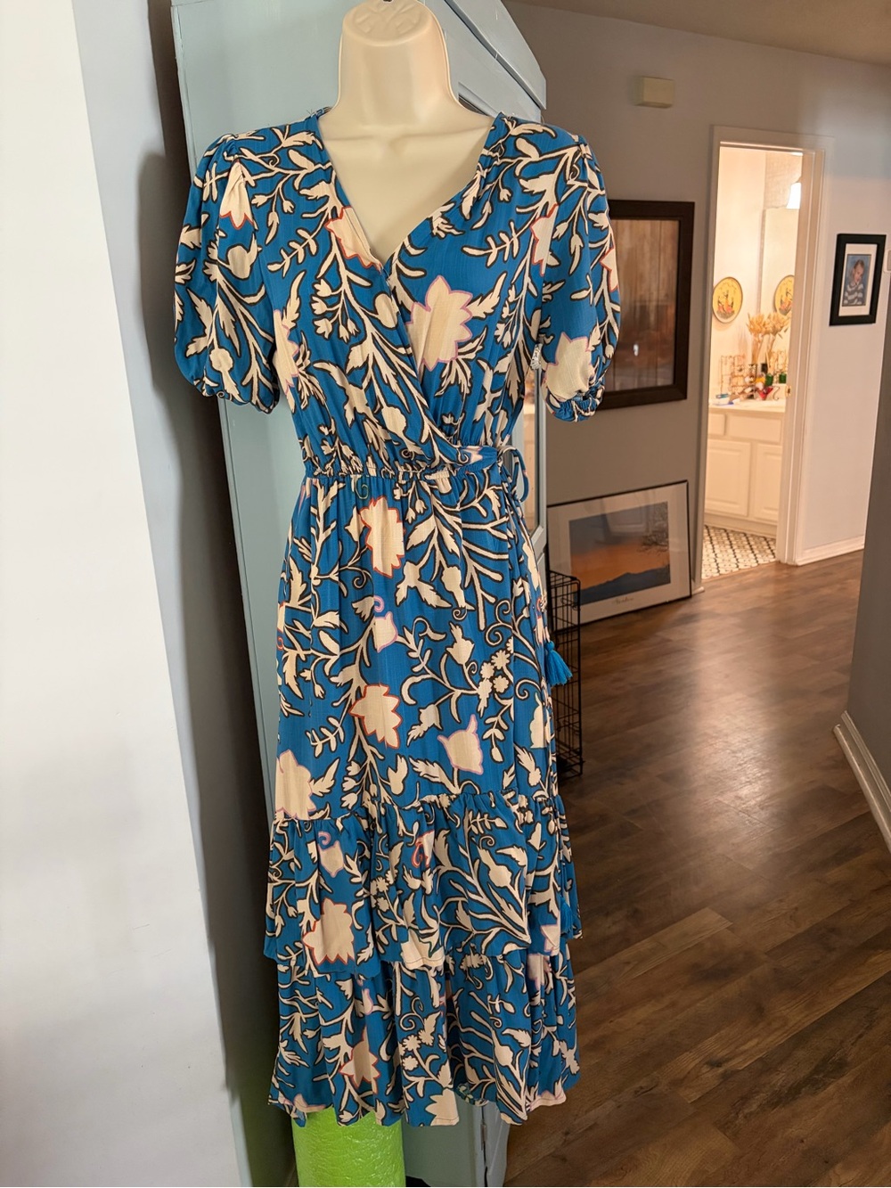 Knox Rose Teal Floral Wrap Midi Dress